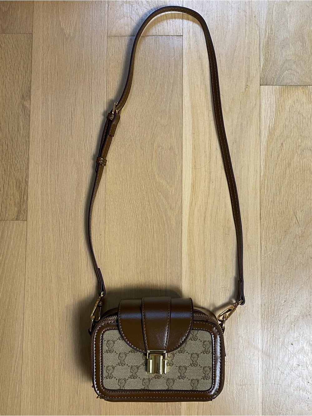 Teddy Bear Brown Mini Crossbody Bag Faux Leather Shoulder Boxy Purse⁠ Preppy